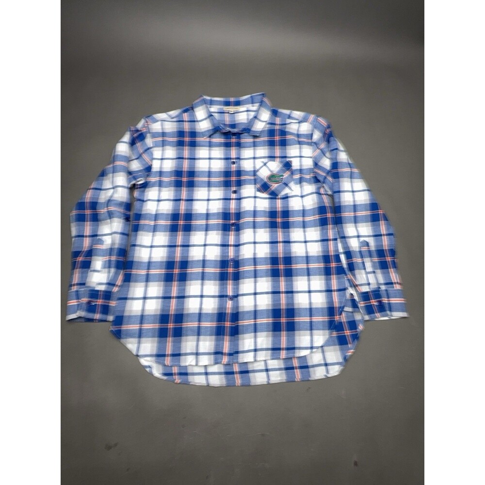 UG Apparel NCAA Florida Gators Shirt Button Up L/S Plaid Blue Orange Flannel M